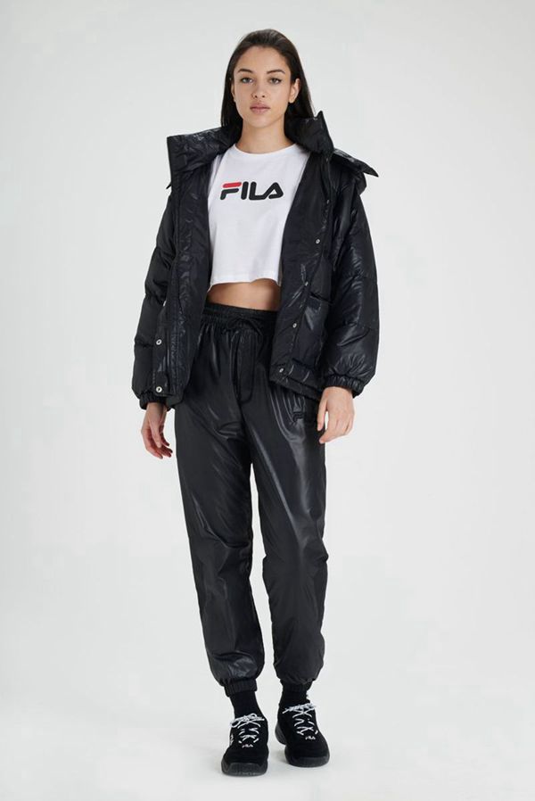 Fila Remie Puffer Women's Jackets - Black/White,NZ 374-96435